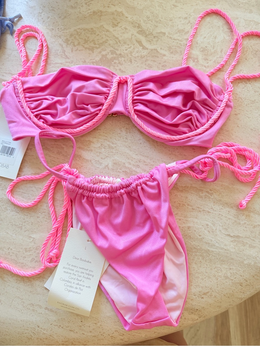 Baobab Collection Pink Rope-Trim Bikini Set - Picture 3 of 4